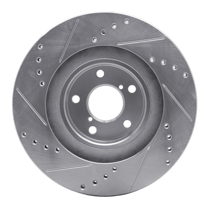 Saab 9-2X Brake Rotor (1) - Front Right - R1 Concepts - Drilled & Slotted - Silver - `01-`08